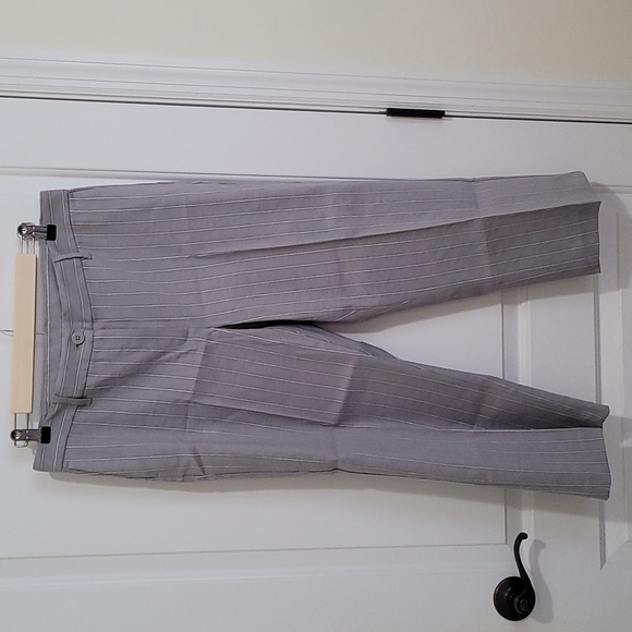 JJill Sz12P Linen-stretch Straight-leg Crops Grey Multi - Picture 6 of 9